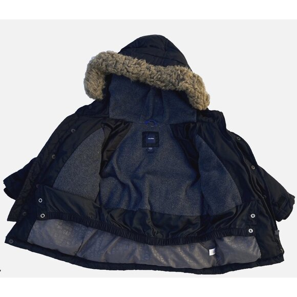 Baby Gap Toddler 2T Black Down Parka Jacket Faux Fur Hood Winter Coat Excellent - Picture 8 of 11